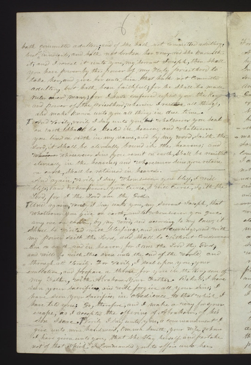 Revelation, 12 July 1843 (D&C 132) regarded plural marriage and the commandments thereof.